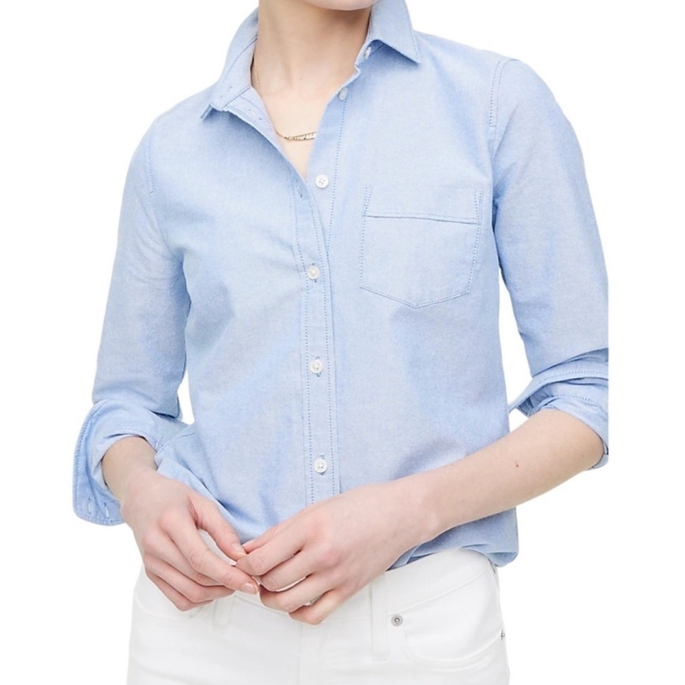 Womans Blue Oxford Button-Up Shirt